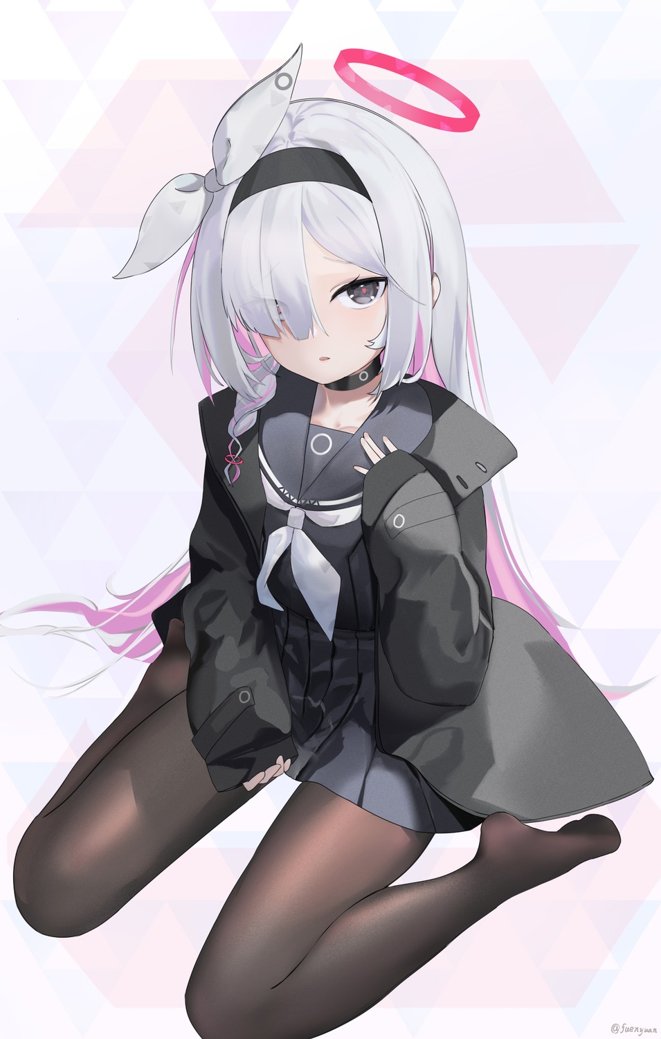 arona_(blue_archive), blue_archive, fuenyuan, halo, pantyhose, plana_(blue_archive), seifuku