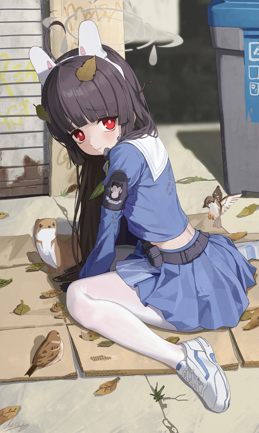 animal_ears, ass, blue_archive, bunny_ears, halo, kasumizawa_miyu, m.q_(mqkyrie), pantyhose