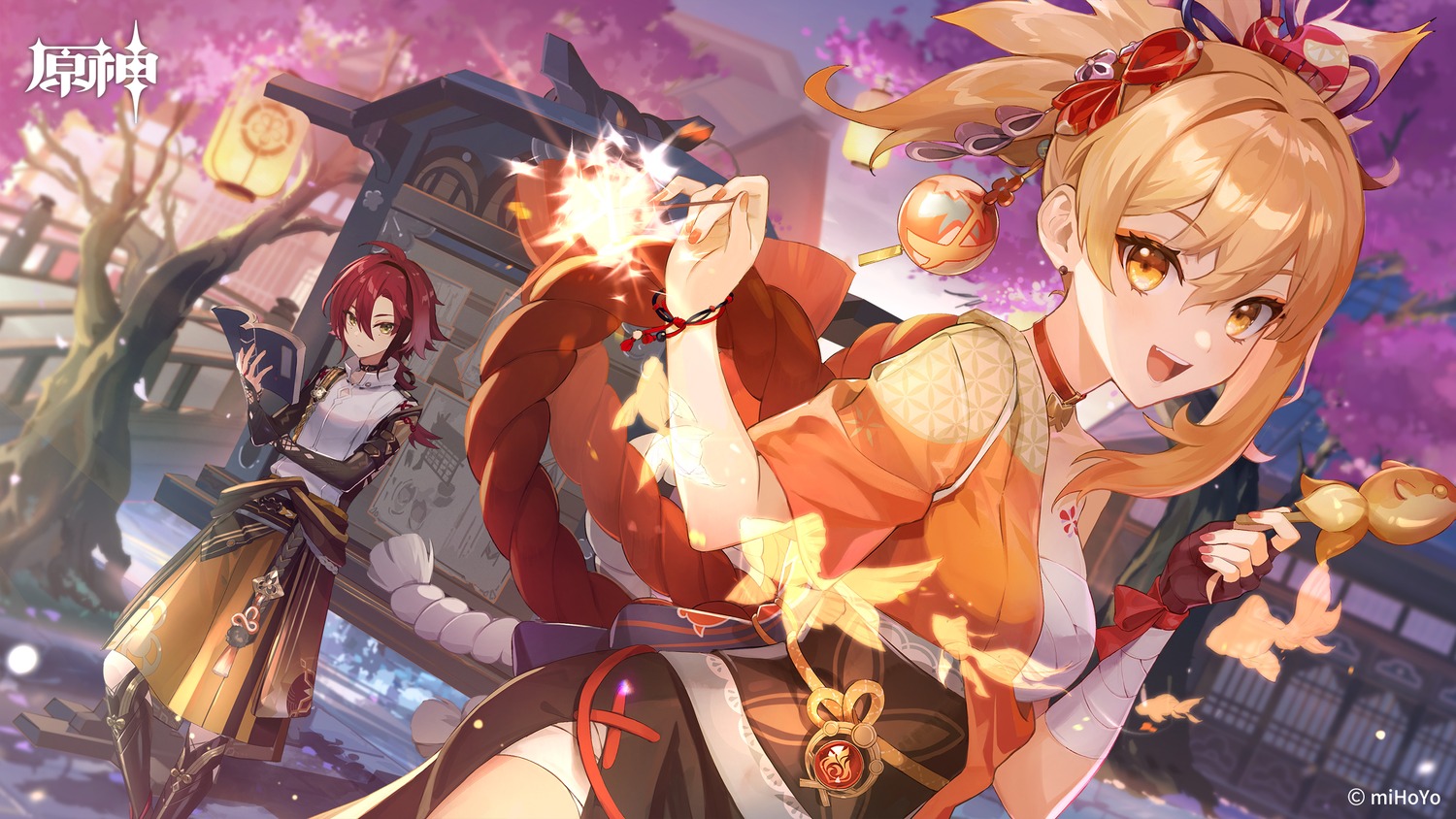 bandages, genshin_impact, japanese_clothes, sarashi, shikanoin_heizou, tagme, tattoo, wallpaper, yoimiya