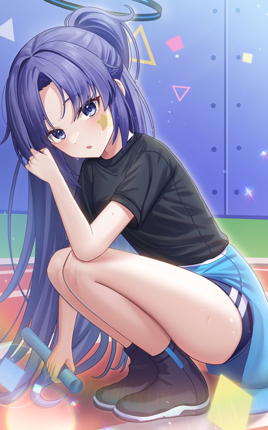 blue_archive, buruma, gym_uniform, halo, hayase_yuuka, subob, tattoo