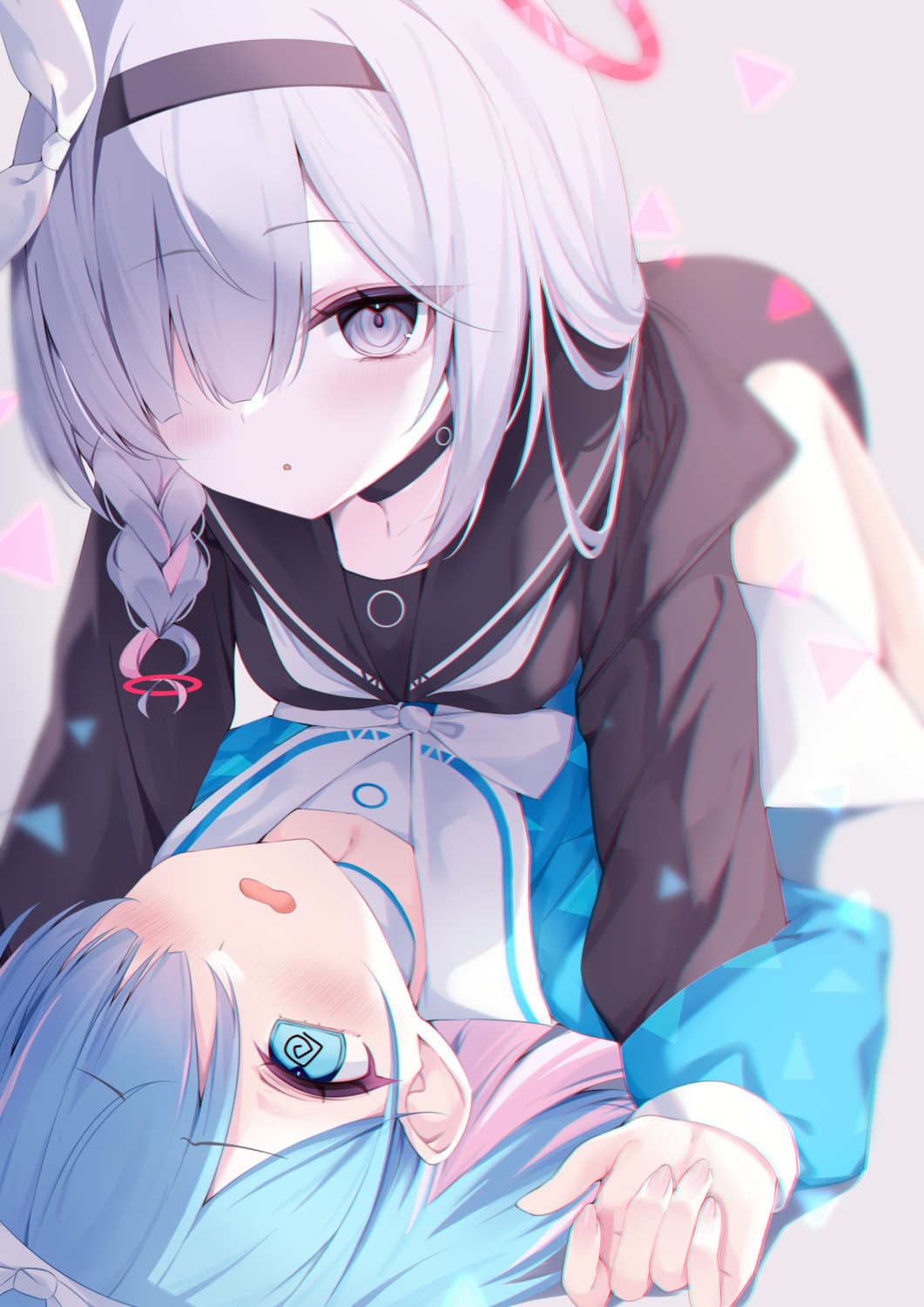 213_gou, arona_(blue_archive), blue_archive, halo, plana_(blue_archive), seifuku, yuri