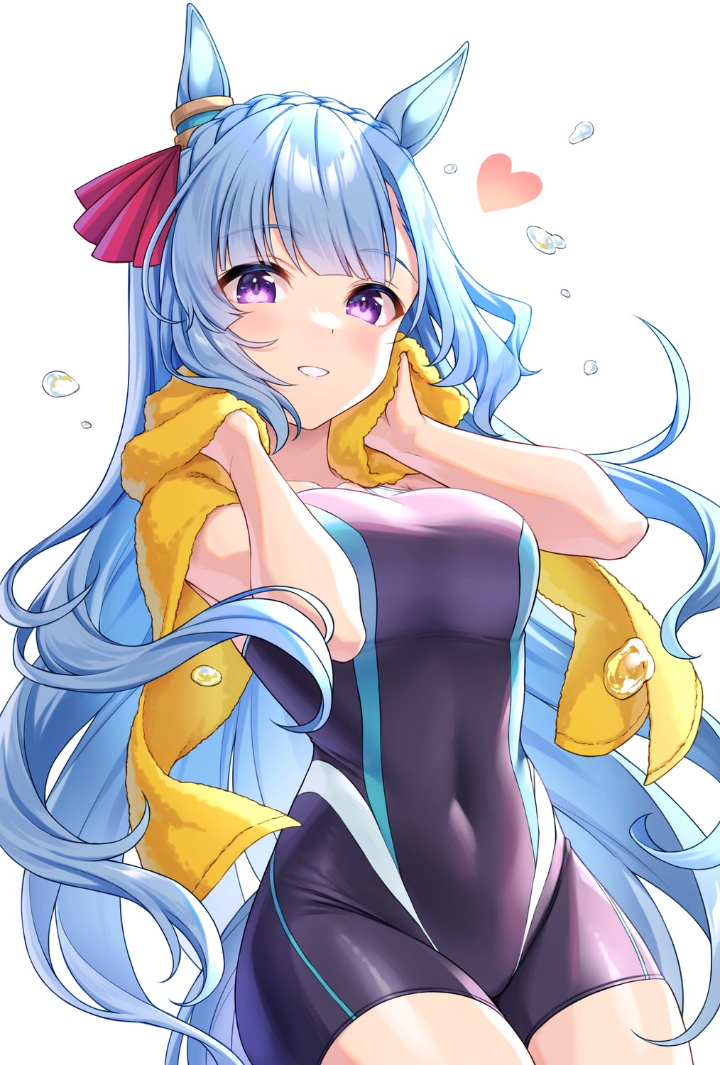 animal_ears, mejiro_ardan_(umamusume), school_swimsuit, swimsuits, tail, tomo_(tmtm_mf_mf), towel, uma_musume_pretty_derby