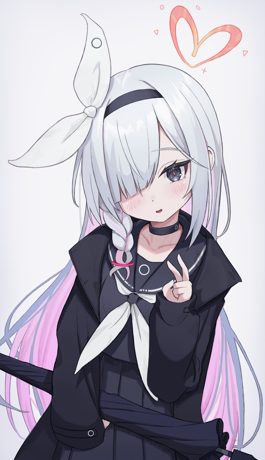 arona_(blue_archive), blue_archive, halo, icetea774, plana_(blue_archive), seifuku, umbrella