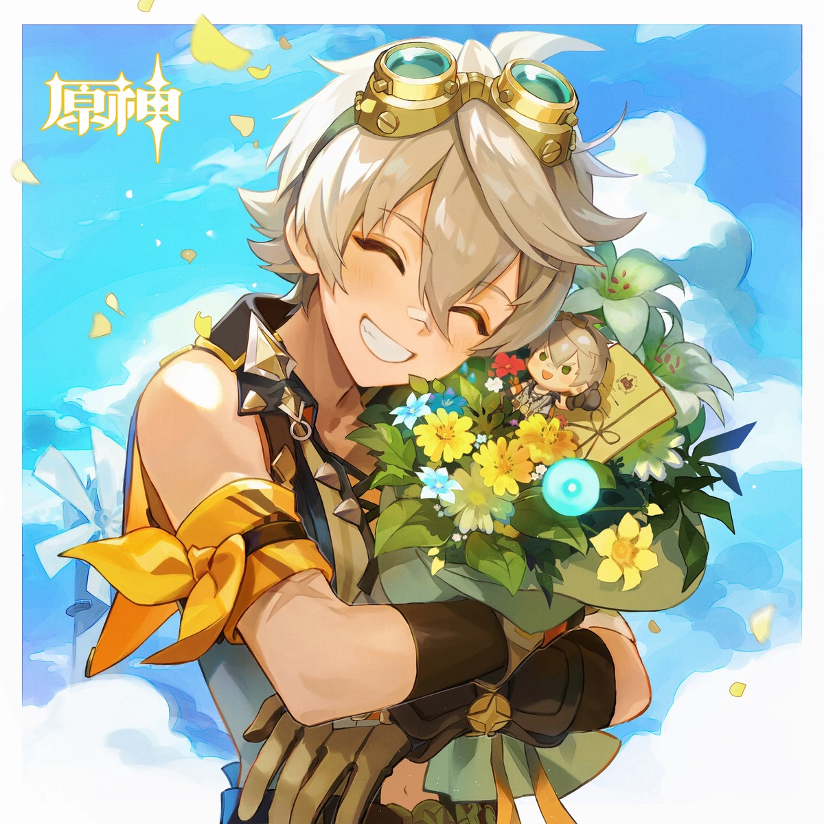bennett_(genshin_impact), chibi, genshin_impact, male, megane, tagme