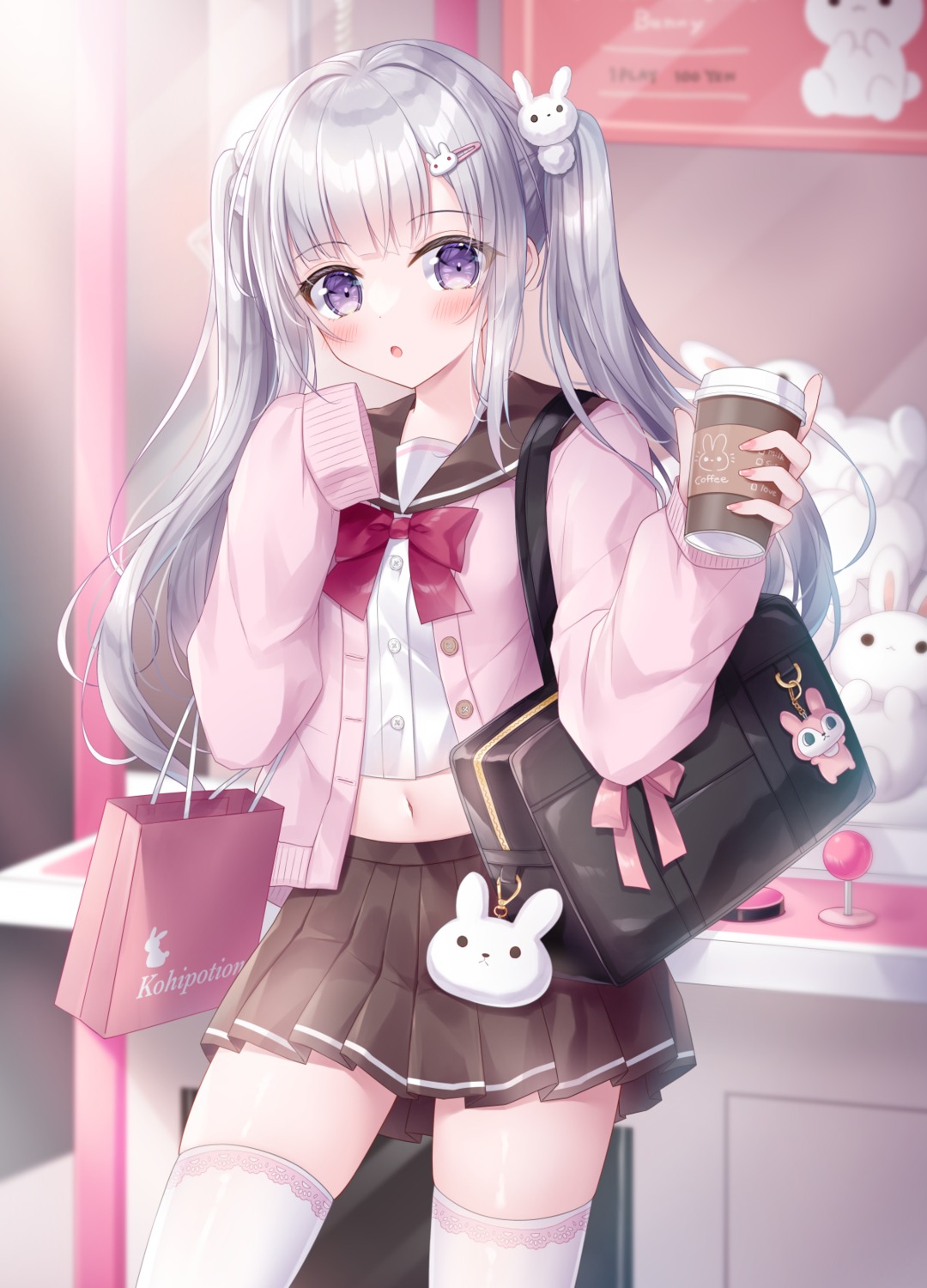 kohinata_hoshimi, seifuku, sweater, thighhighs