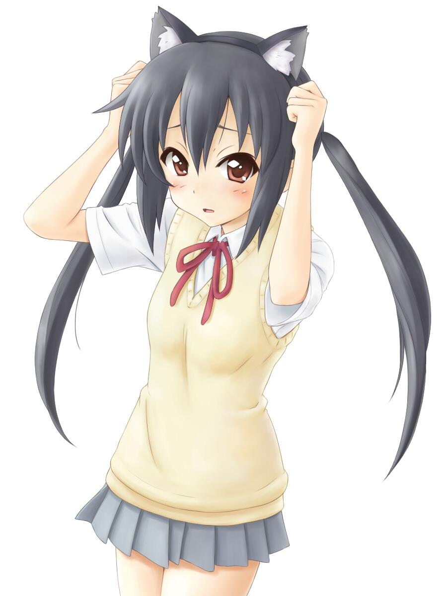 animal_ears, k-on!, nakano_azusa, nekomimi, satogo, seifuku