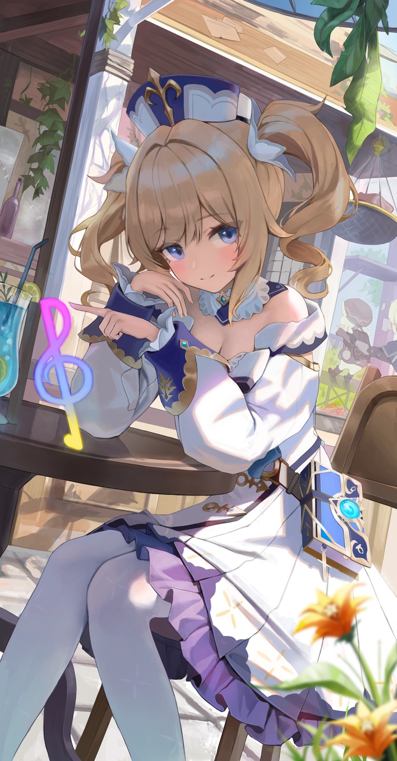 barbara_(genshin_impact), cleavage, dress, fogeun, genshin_impact, pantyhose