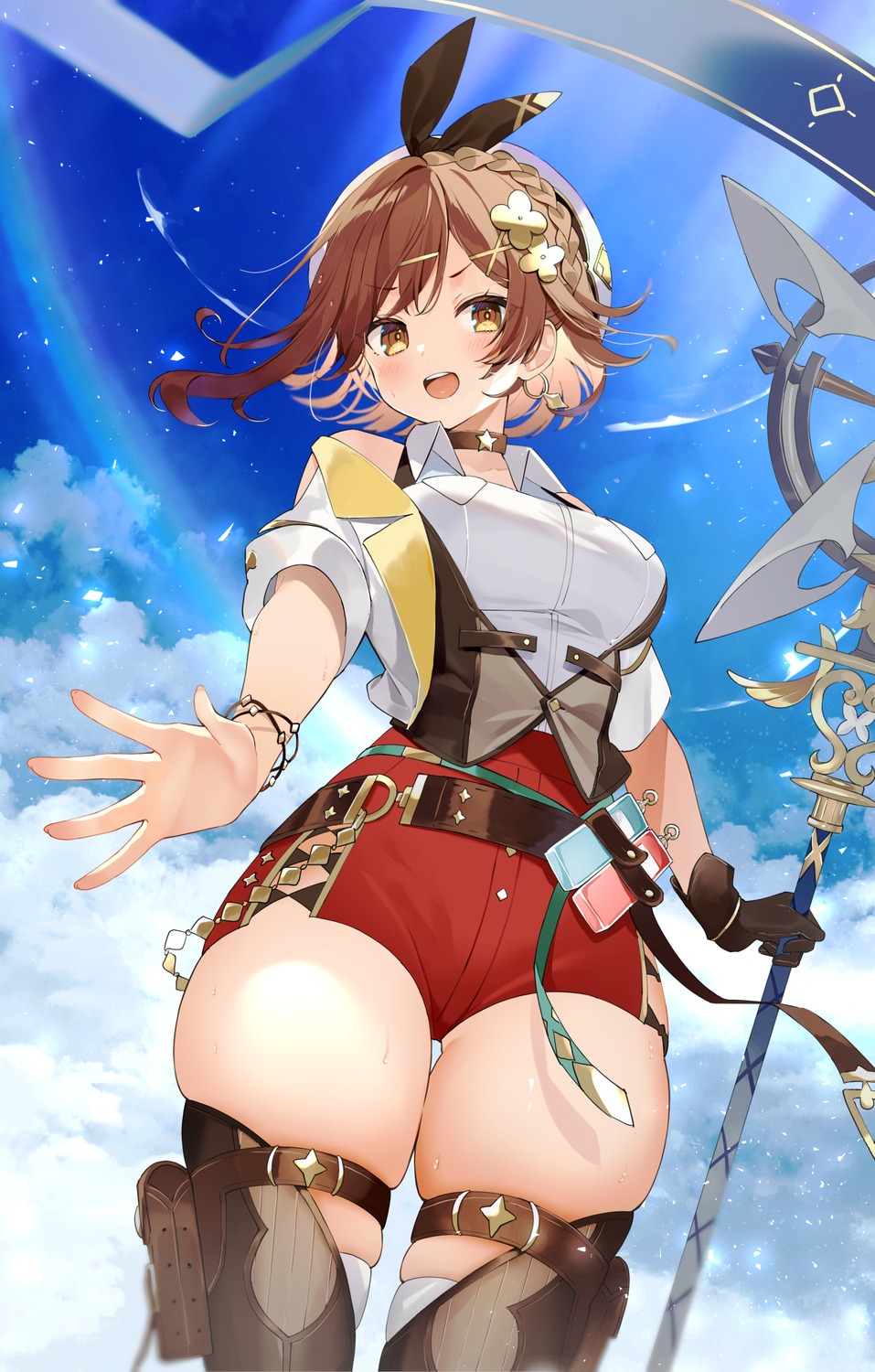 atelier, atelier_ryza, atelier_ryza_3, garter, ragi_(diabolik_angle), reisalin_stout, thighhighs, weapon