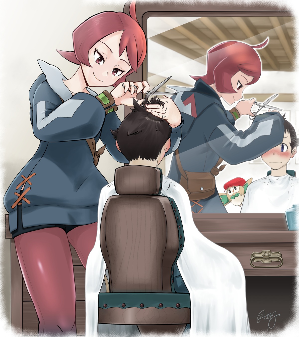 hanabusa_(xztr3448), hinatsu_(pokemon), pantyhose, pokemon, pokemon_legends_arceus, rowlet, teru_(pokemon)