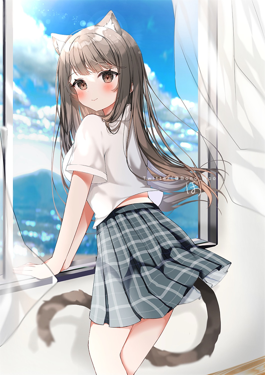 animal_ears, bono_(bonobono), nekomimi, tail, watermark