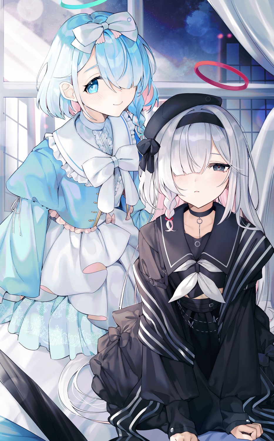 arona_(blue_archive), blue_archive, dress, halo, koyo_akio, lolita_fashion, plana_(blue_archive), seifuku