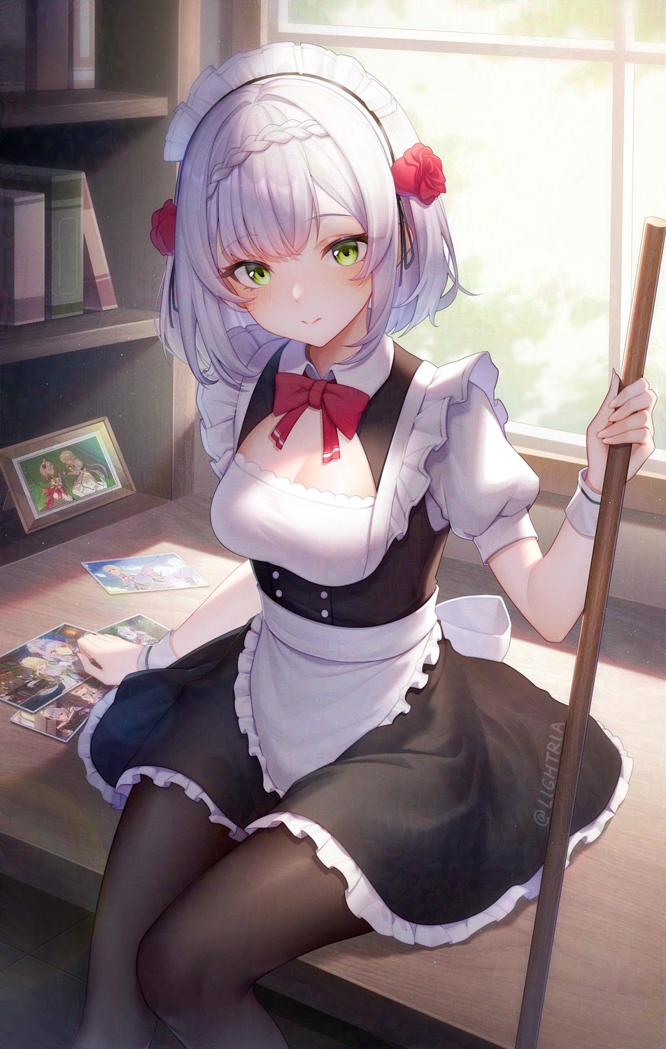genshin_impact, lightria, maid, noelle_(genshin_impact), pantyhose