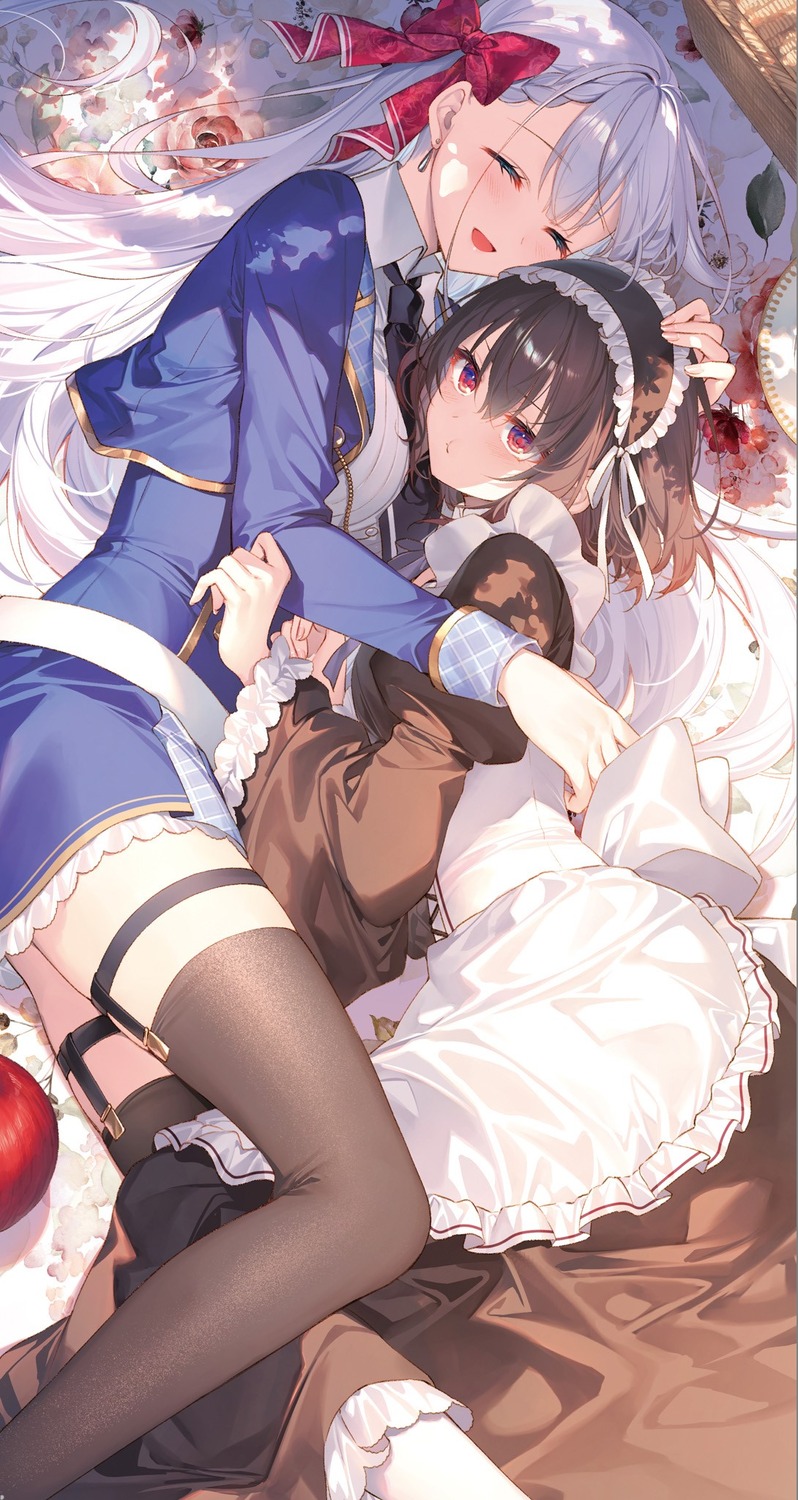 garter, maid, riselia_ray_crystalia, seiken_gakuin_no_maken_tsukai, shary_shadow_assassin, stockings, thighhighs, toosaka_asagi