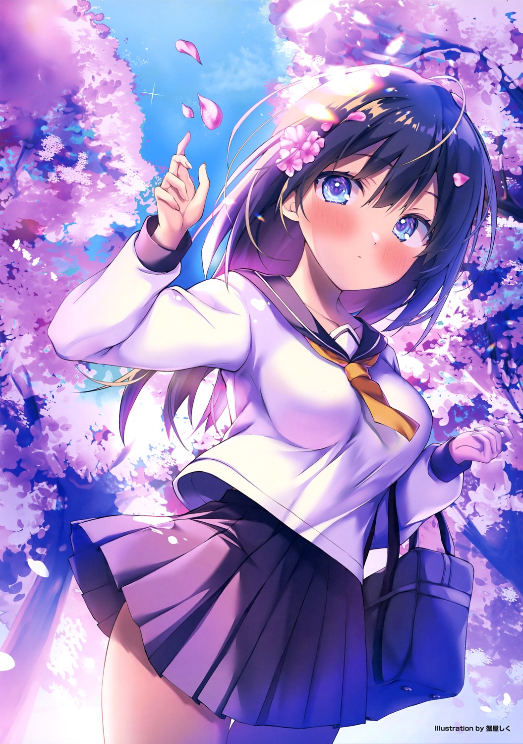 kaniya_shiku, seifuku, skirt_lift