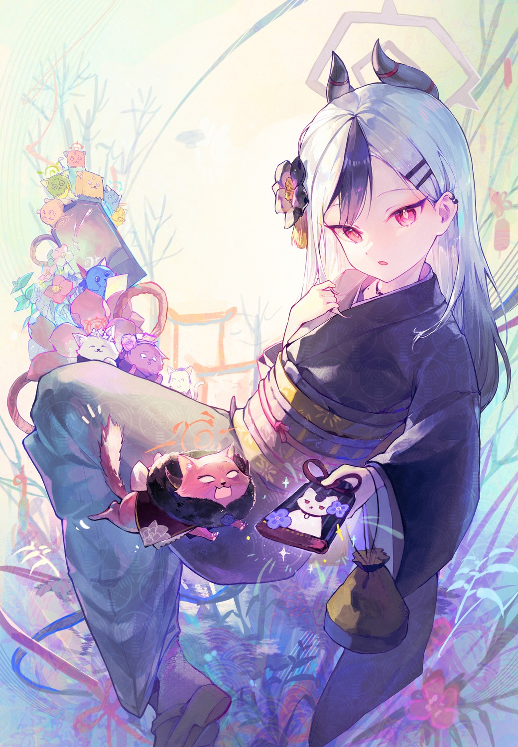 blue_archive, halo, happyongdal, horns, kimono, onikata_kayoko
