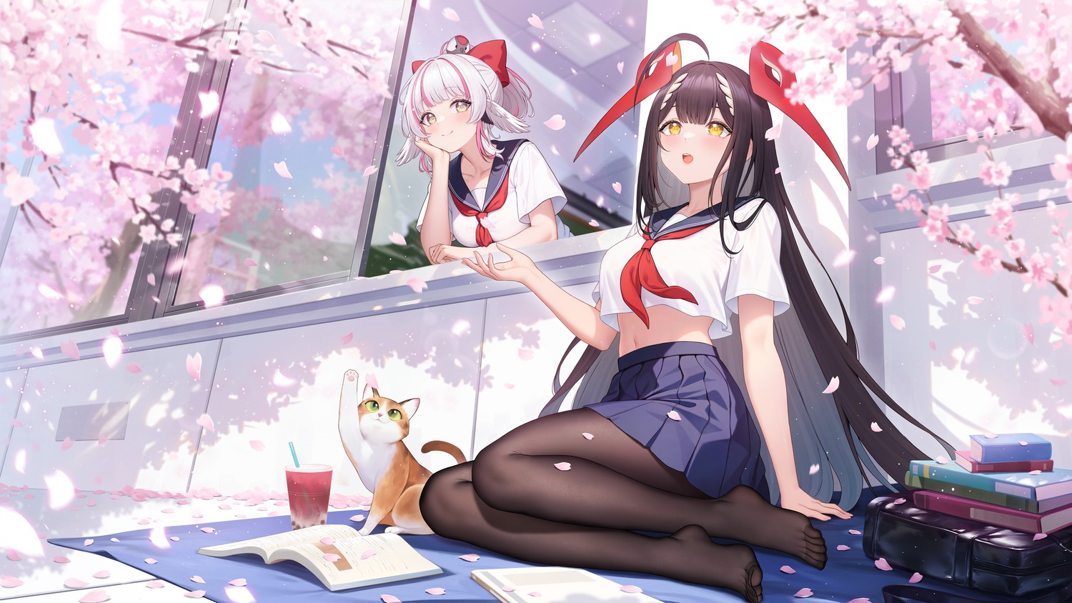echocalypse, fukuro_ko_(greentea), neko, pantyhose, seifuku