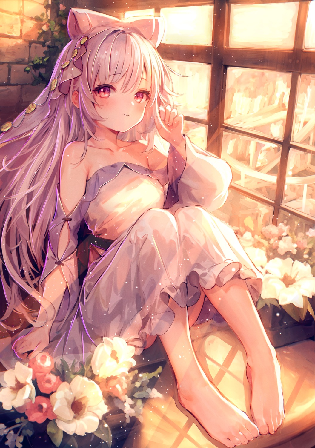 dress, feet, millkoi, no_bra