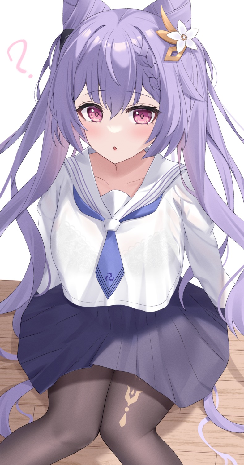genshin_impact, keqing, nyuu_(pixiv12143565), pantyhose, seifuku