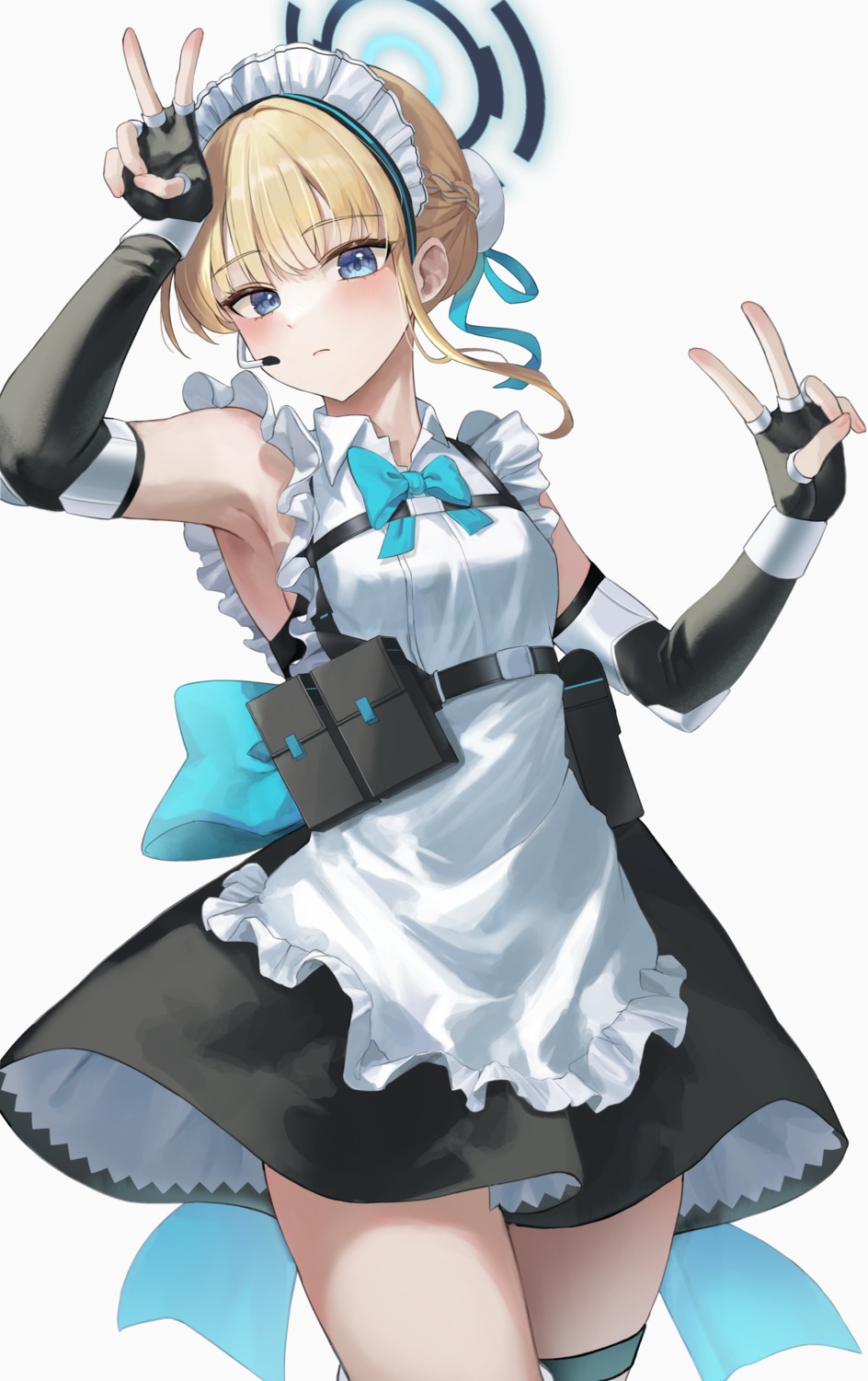 asuma_toki, blue_archive, chie_(user_snfh8333), garter, halo, maid