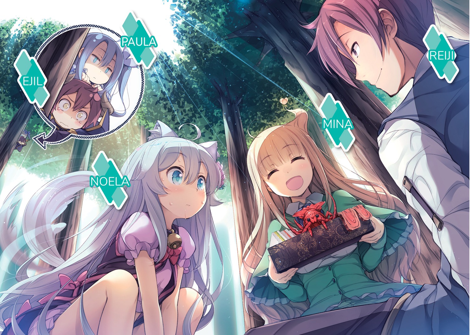 animal_ears, cheat_kusushi_no_slow_life:_isekai_ni_tsukurou_drugstore, dress, horns, matsuuni, mina_(cheat_kusushi_no_slow_life), noela, tail