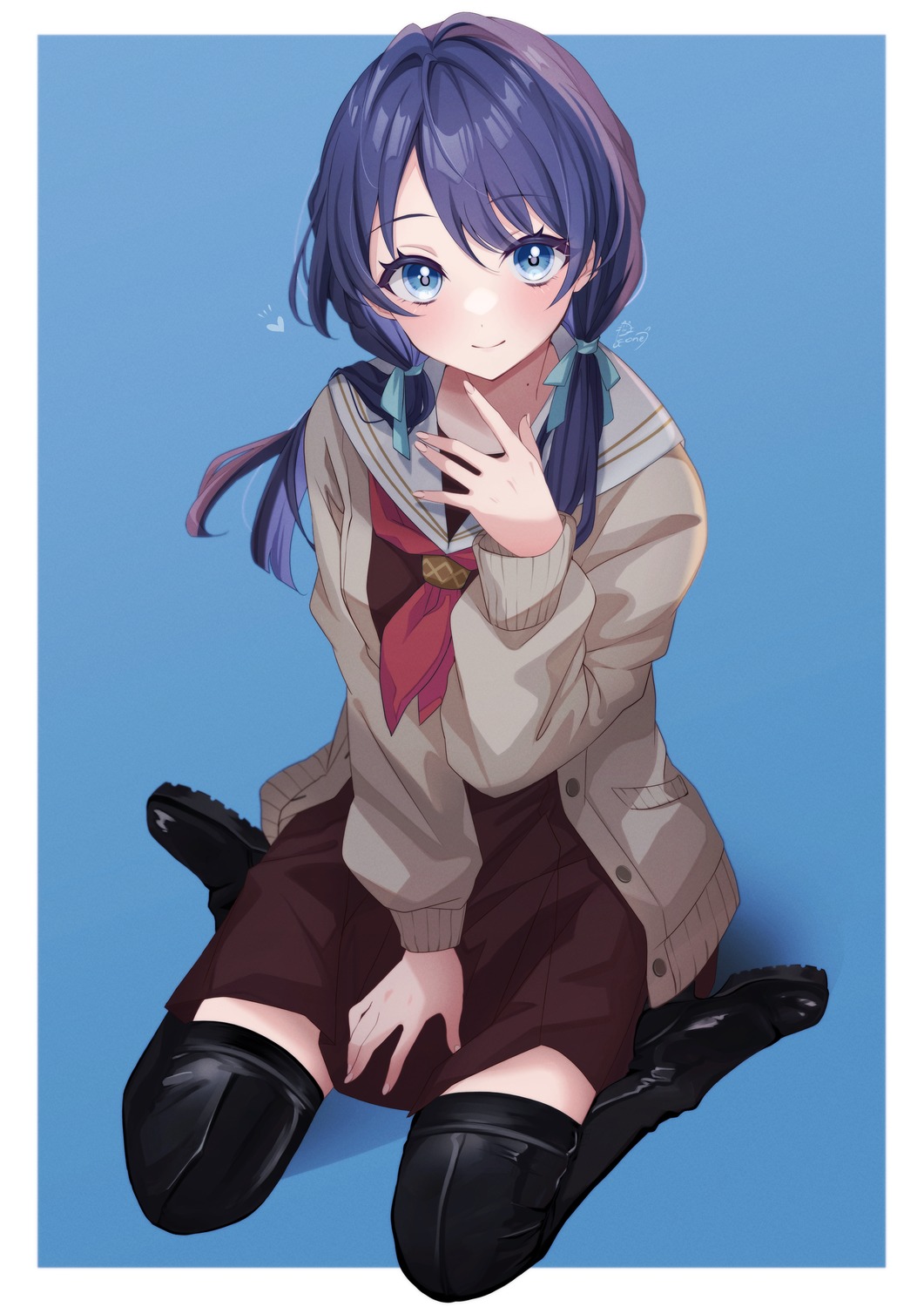 love_live!_(series), love_live!_hasu_no_sora_jogakuin_school_idol_club, murano_sayaka, pukonuu, seifuku, sweater, thighhighs