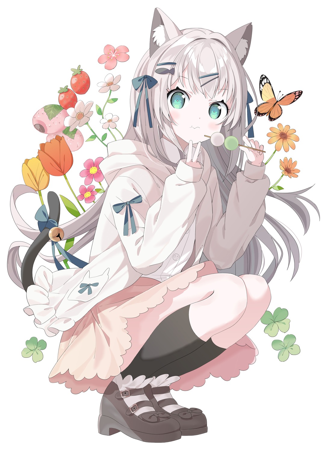 animal_ears, nekomimi, skirt_lift, tail, tantan_men_(dragon)