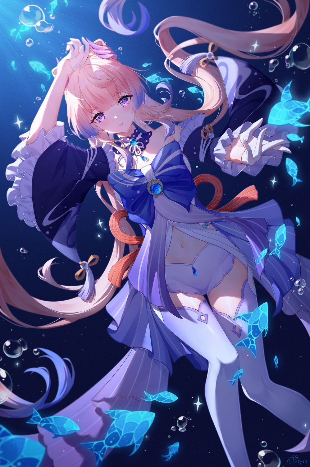 genshin_impact, sangonomiya_kokomi, thighhighs, tujiu_sama