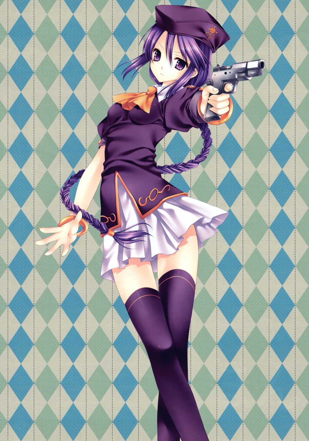 gun, melty_blood, photoshop, sion_eltnam_atlasia, tatekawa_mako, thighhighs, tsukihime
