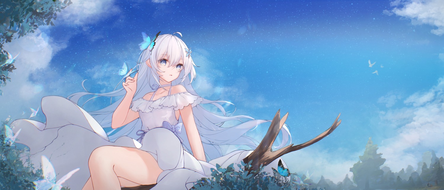 dress, fan_(ariku), landscape, no_bra, skirt_lift, summer_dress