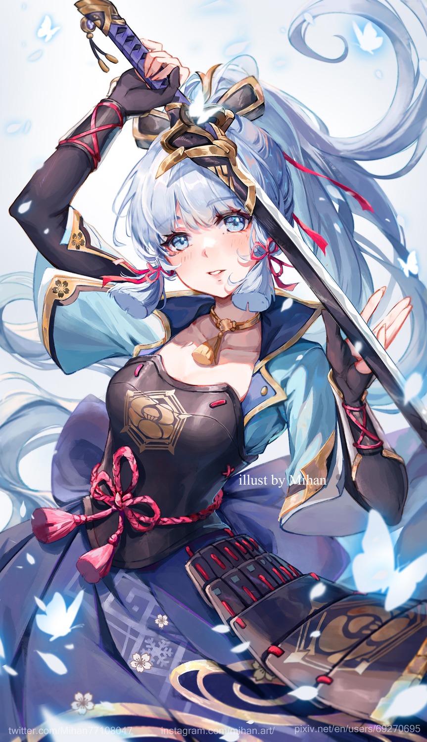 armor, genshin_impact, japanese_clothes, kamisato_ayaka, mihan77108047, sword