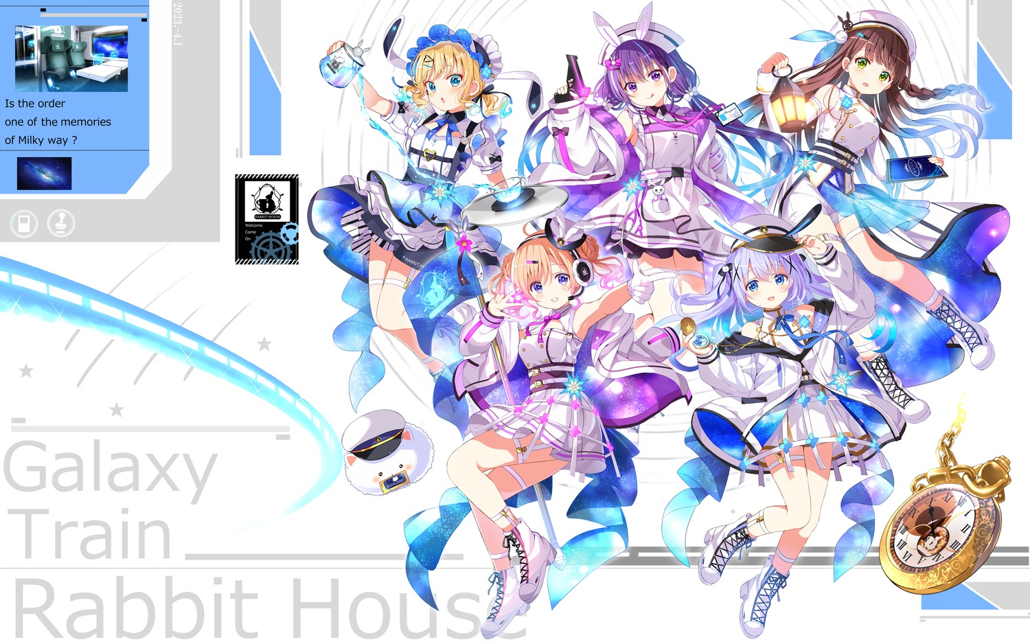 animal_ears, bunny_ears, dress, garter, gochuumon_wa_usagi_desu_ka?, headphones, hoto_cocoa, kafuu_chino