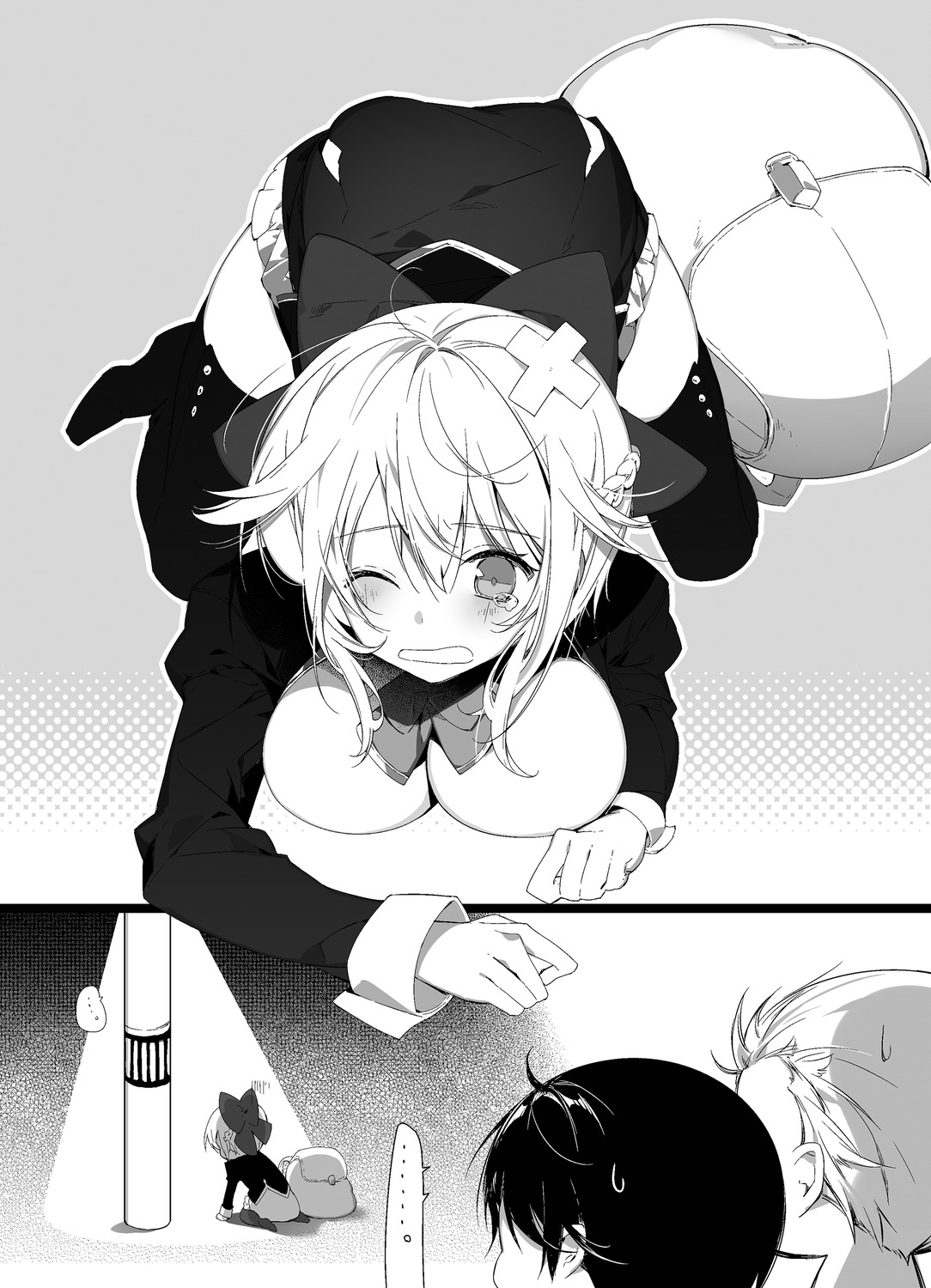chibi, iska, jhin_syulargun, kimi_to_boku_no_saigo_no_senjou_arui_wa_sekai_ga_hajimaru_seisen, mismis_klass, monochrome, nekonabe_ao, thighhighs