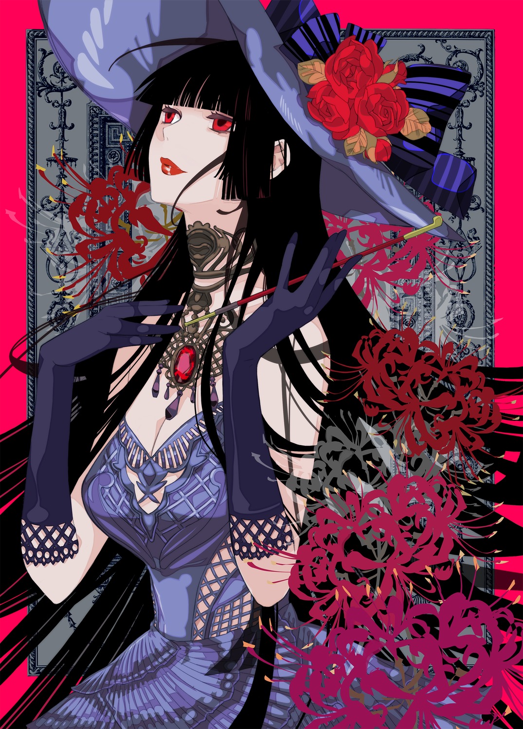 cleavage, dress, ichihara_yuuko, smoking, xxxholic, yyuunn