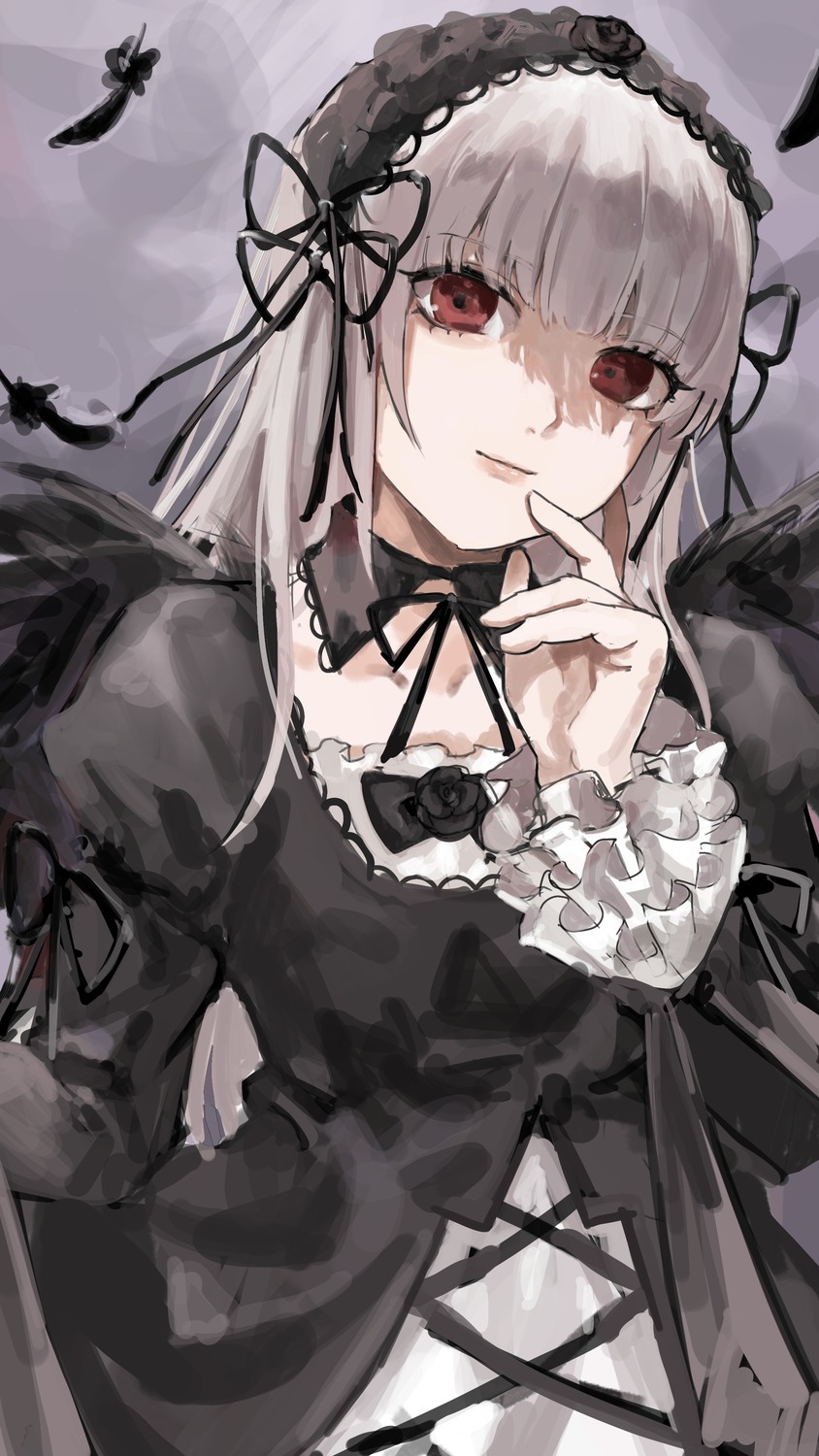 dress, gothic_lolita, kani_samurai, lolita_fashion, rozen_maiden, sketch, suigintou, wings