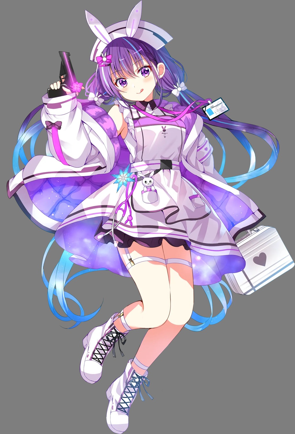 animal_ears, bunny_ears, garter, gochuumon_wa_usagi_desu_ka?, gun, koi, nurse, tedeza_rize