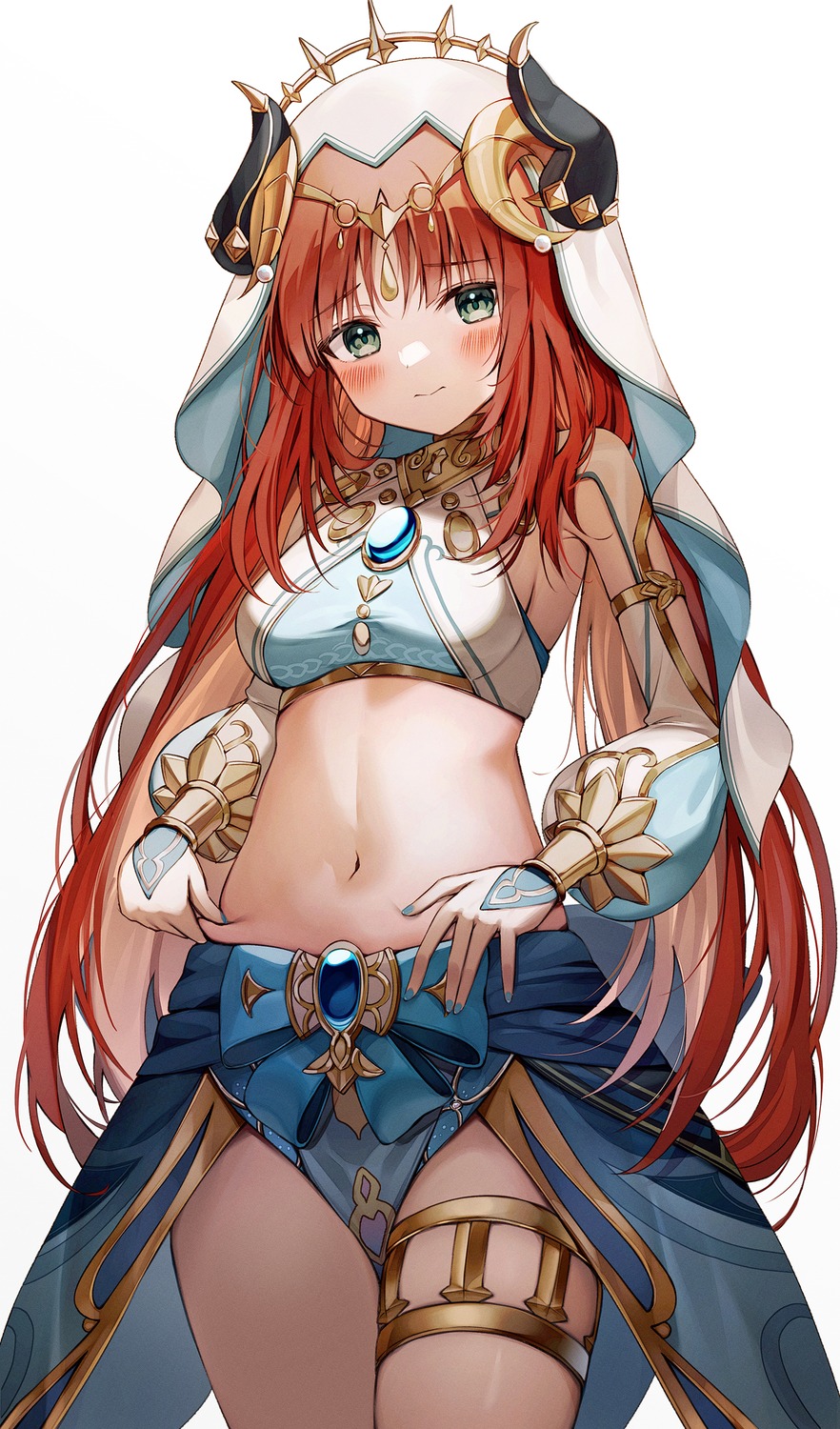 garter, genshin_impact, horns, nilou, no_bra, pluto_(97dwnstjq)