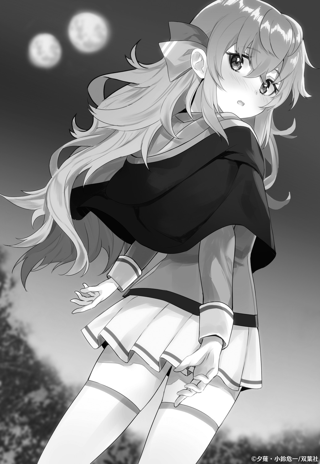 monochrome, saikyou_onmyouji_no_isekai_tenseiki, seifuku, thighhighs, yifa, yuunagi