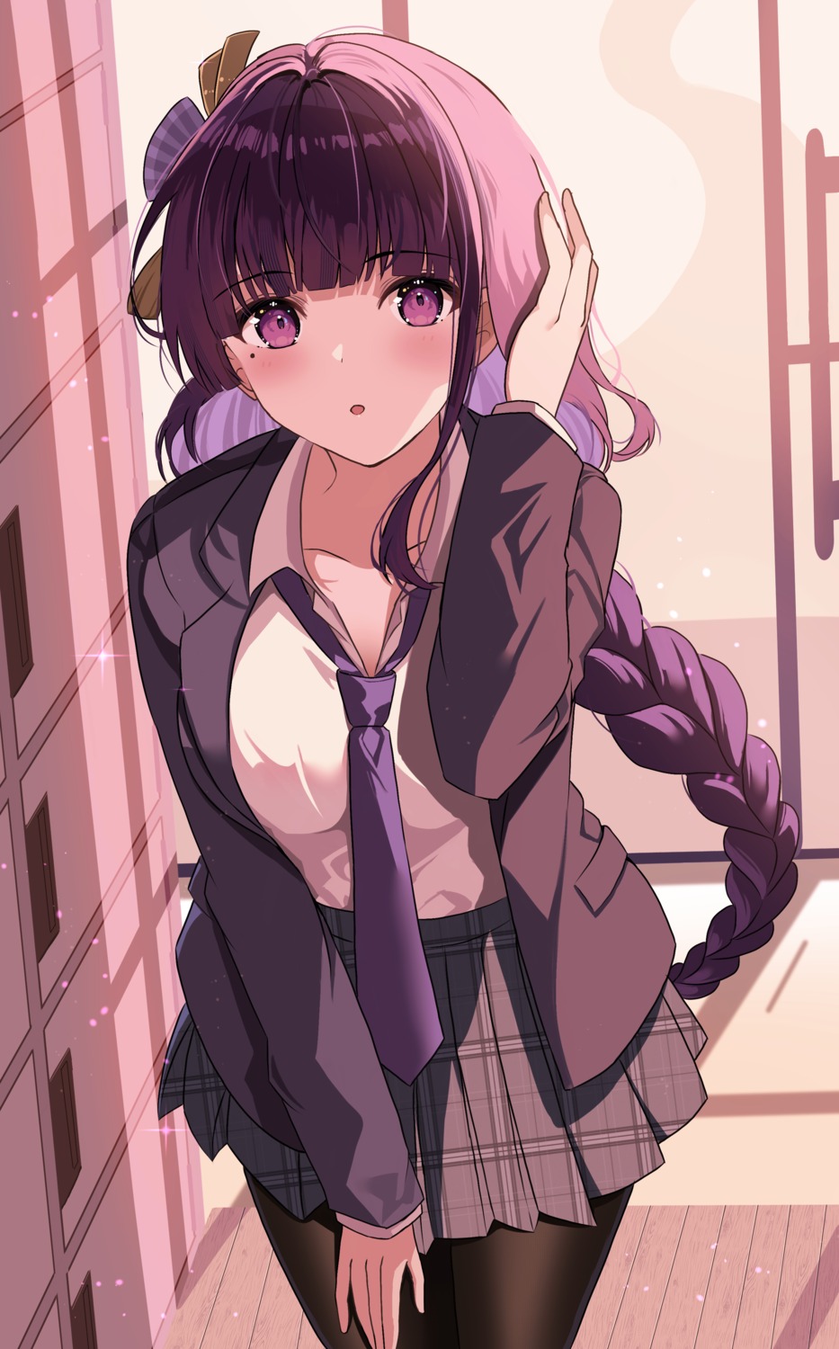 genshin_impact, pantyhose, raiden_shogun, rererere_mon, seifuku