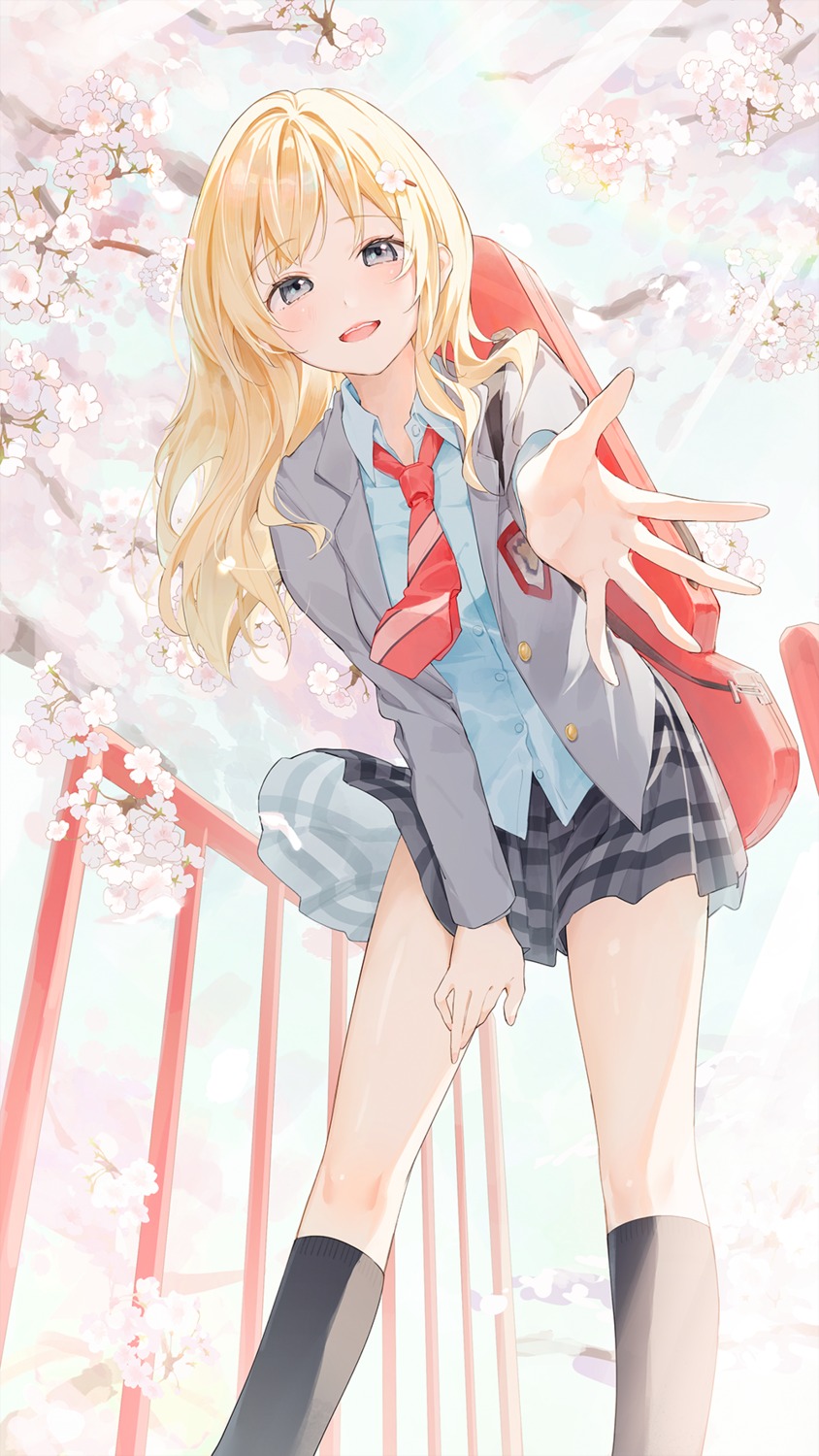 kinako_(shiratama_mochi), miyazono_kaori, seifuku, shigatsu_wa_kimi_no_uso, skirt_lift