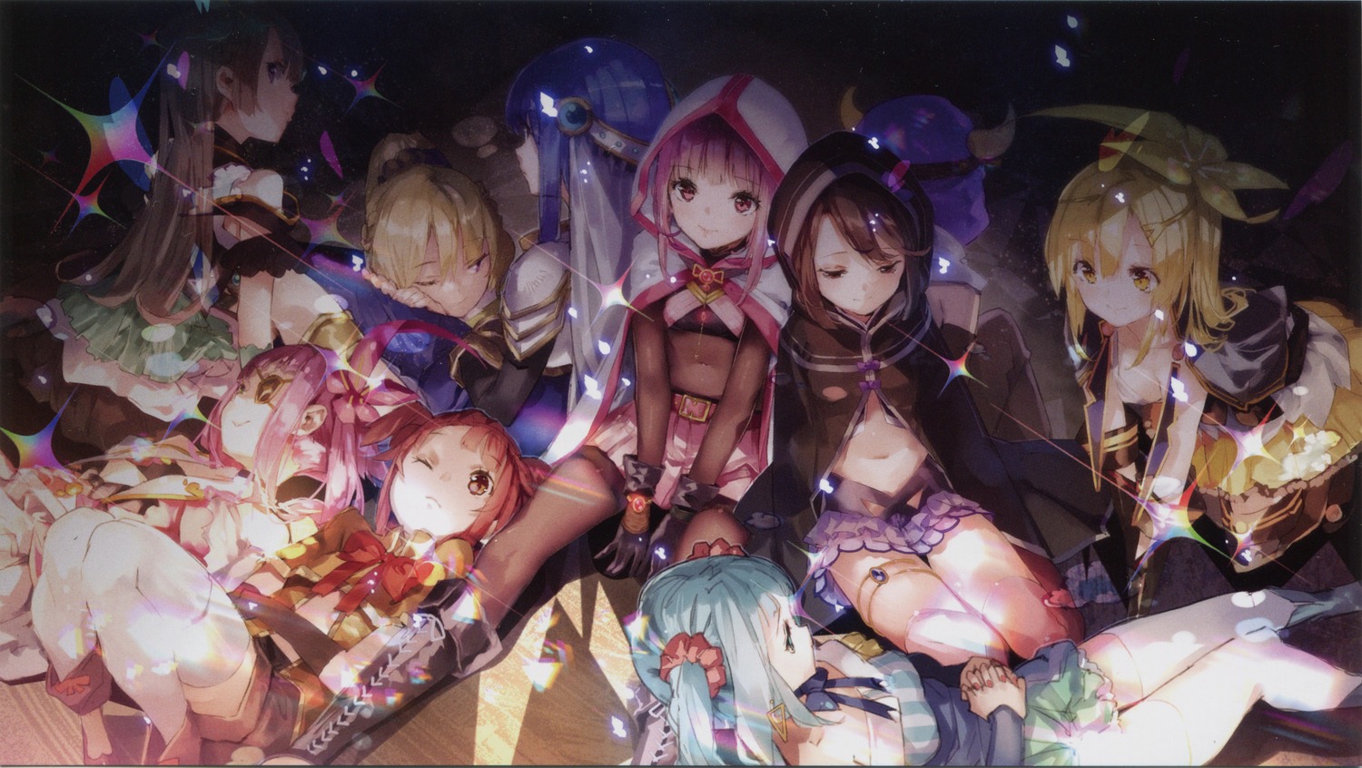 akino_kaede, bodysuit, eyepatch, garter, kuroe_(magia_record), magia_record:_mahou_shoujo_madoka_magica_gaiden, mahou_shoujo_madoka_magica, mikuri_ayame