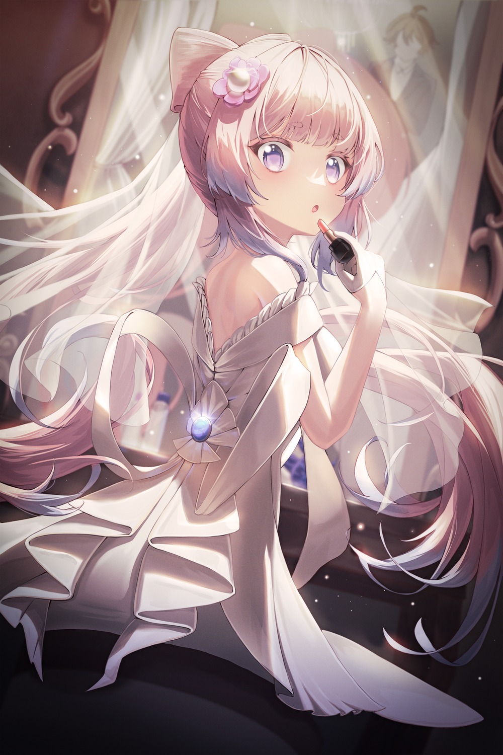 dress, genshin_impact, haires, sangonomiya_kokomi, wedding_dress