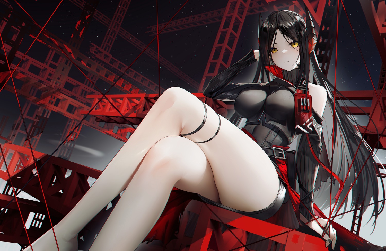 arknights, garter, horns, ines_(arknights), omone_hokoma_agm