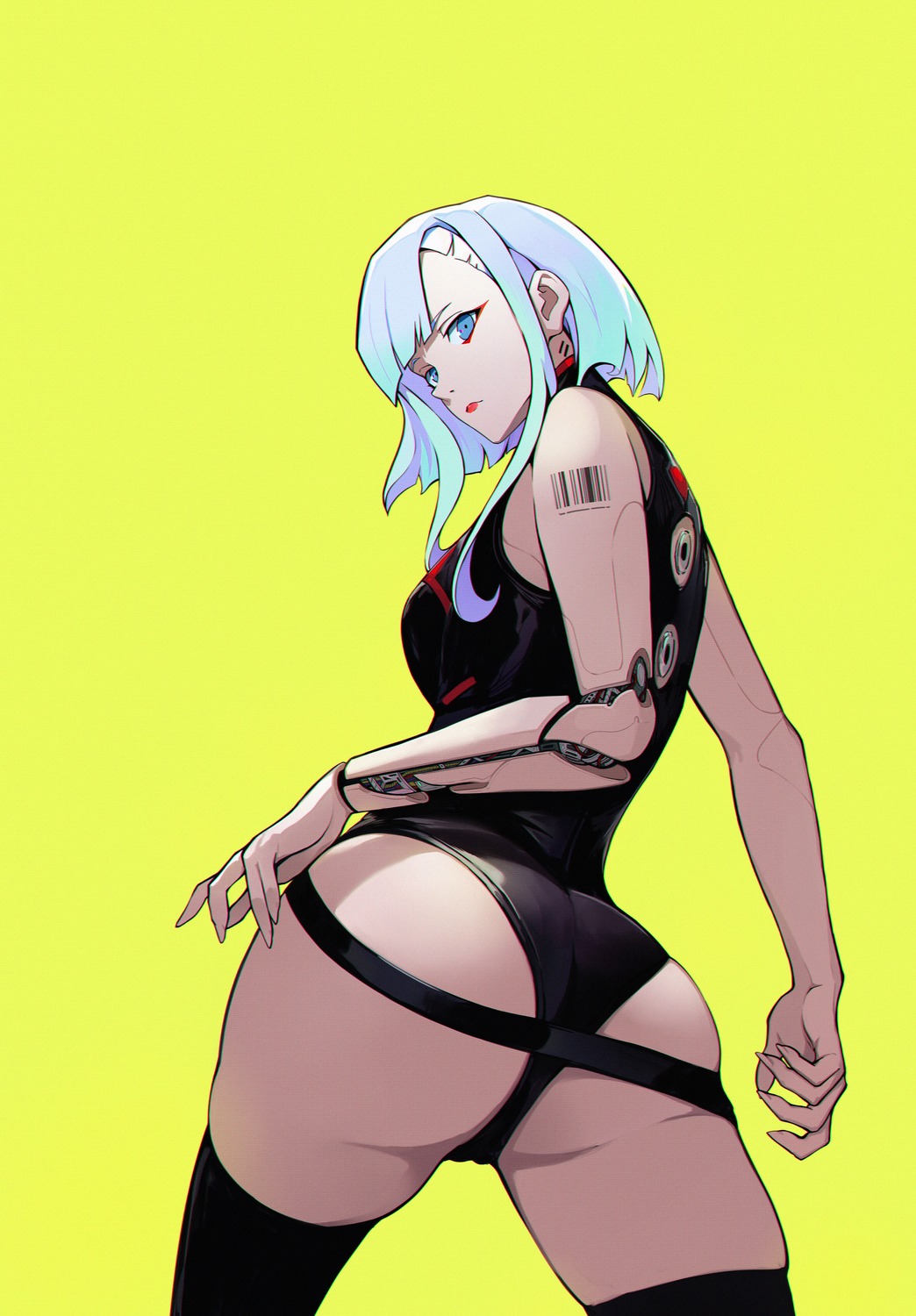 ass, blackcat_enjia, cameltoe, cyberpunk:_edgerunners, cyberpunk_2077, leotard, lucy_(cyberpunk), mecha_musume