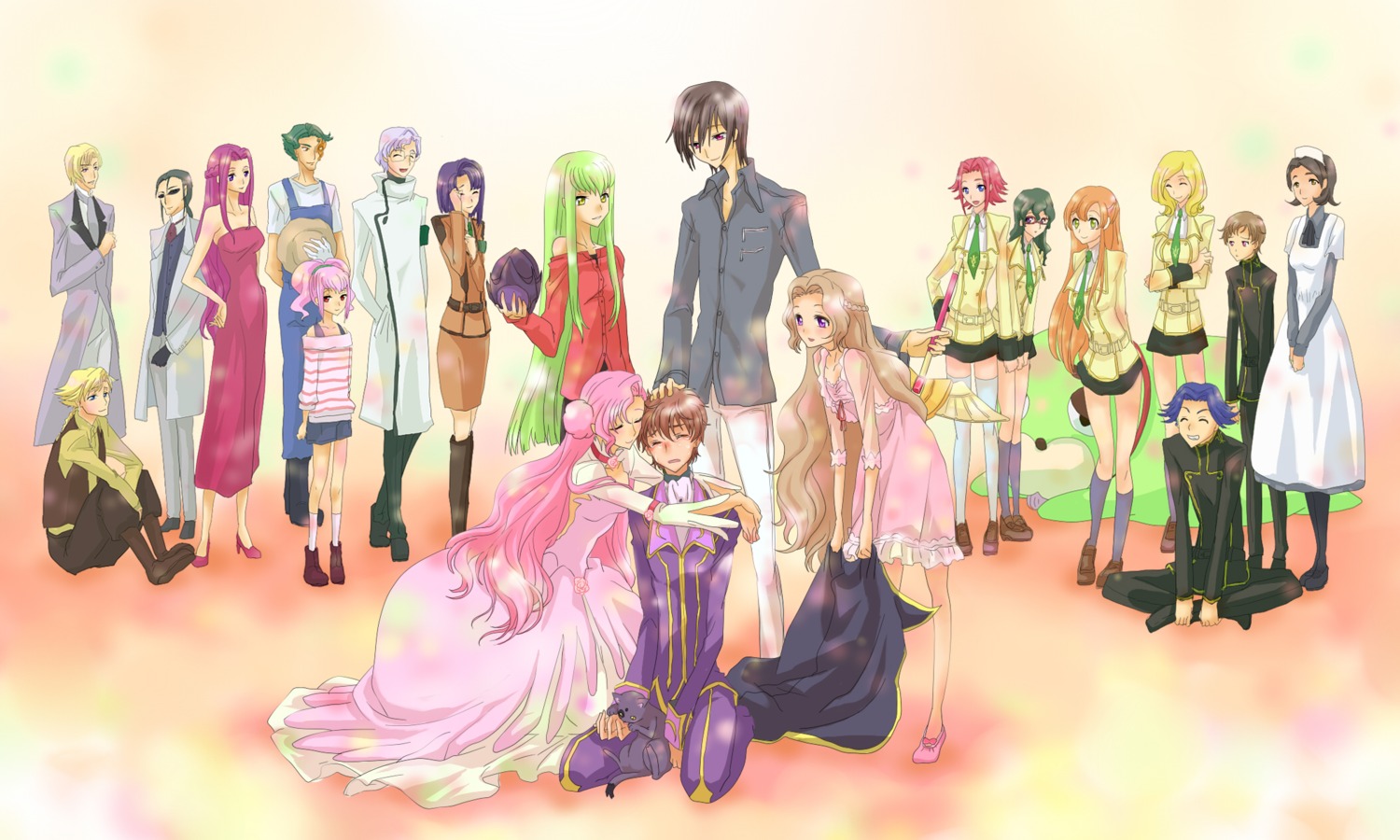 anya_alstreim, arthur_(code_geass), c.c., cecile_croomy, code_geass, cornelia_li_britannia, euphemia_li_britannia, gilbert_g.p._guilford