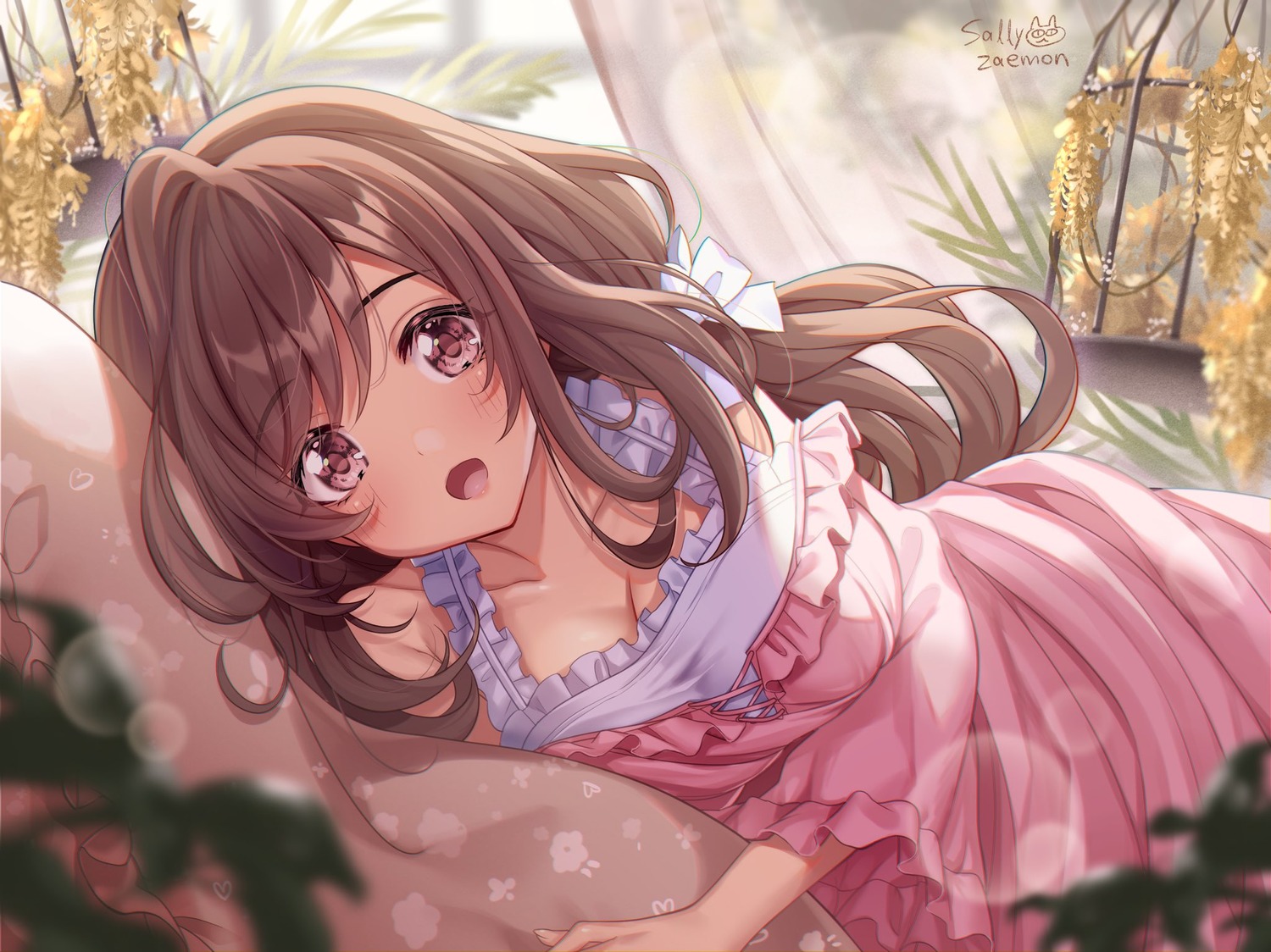 cleavage, pajama, sallyzaemon, the_idolm@ster, the_idolm@ster_shiny_colors, tsukioka_kogane