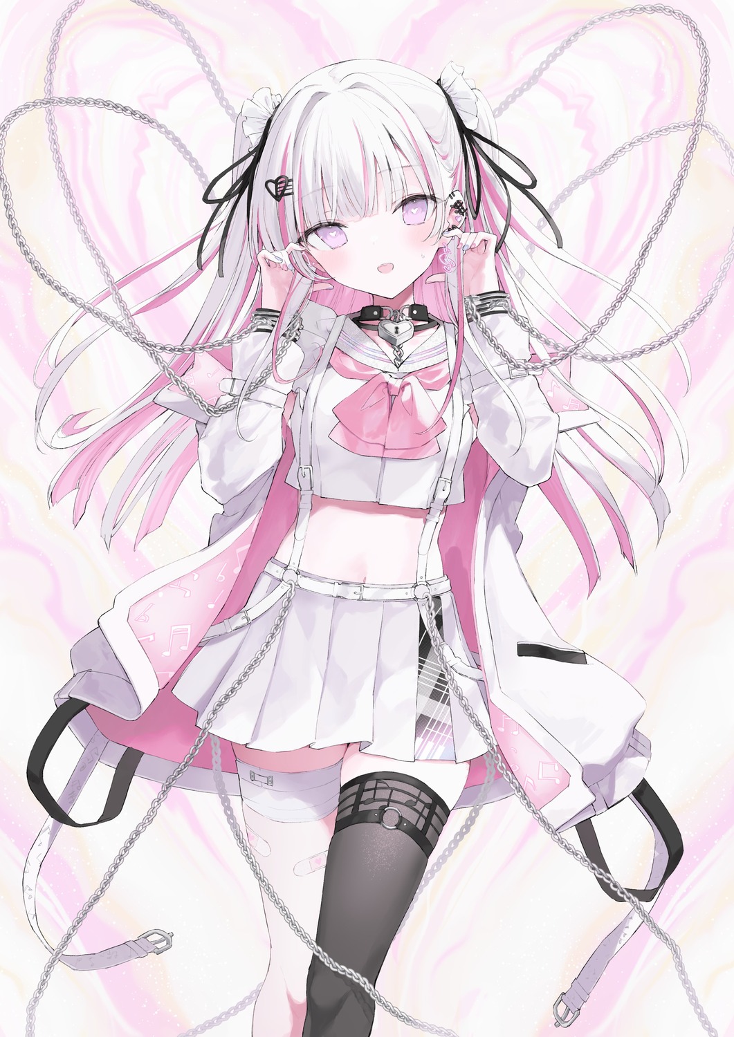 bandages, bandaid, garter, indie_virtual_youtuber, nana_(luna_berry), otokagi_mero, seifuku, thighhighs