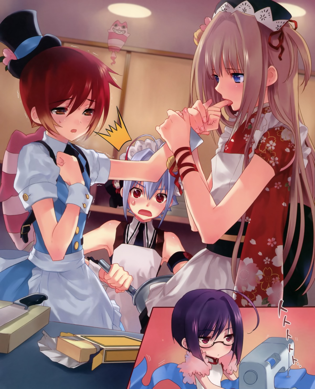 chinadress, kasukabe_akira, lolita_fashion, male, megane, nao_(otosuki), otokonoko_wa_meidofuku_ga_osuki!?, rio_(otosuki), tomo_(otosuki), trap, wa_lolita, waitress, yuki_(otosuki)