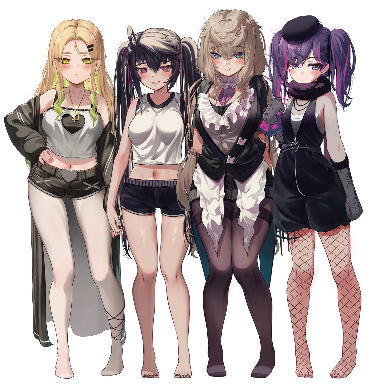 erie_ever_(torriet), fishnets, iruka_blue_(torriet), maid, marchen_(torriet), pantyhose, priite_hari_(torriet), torriet