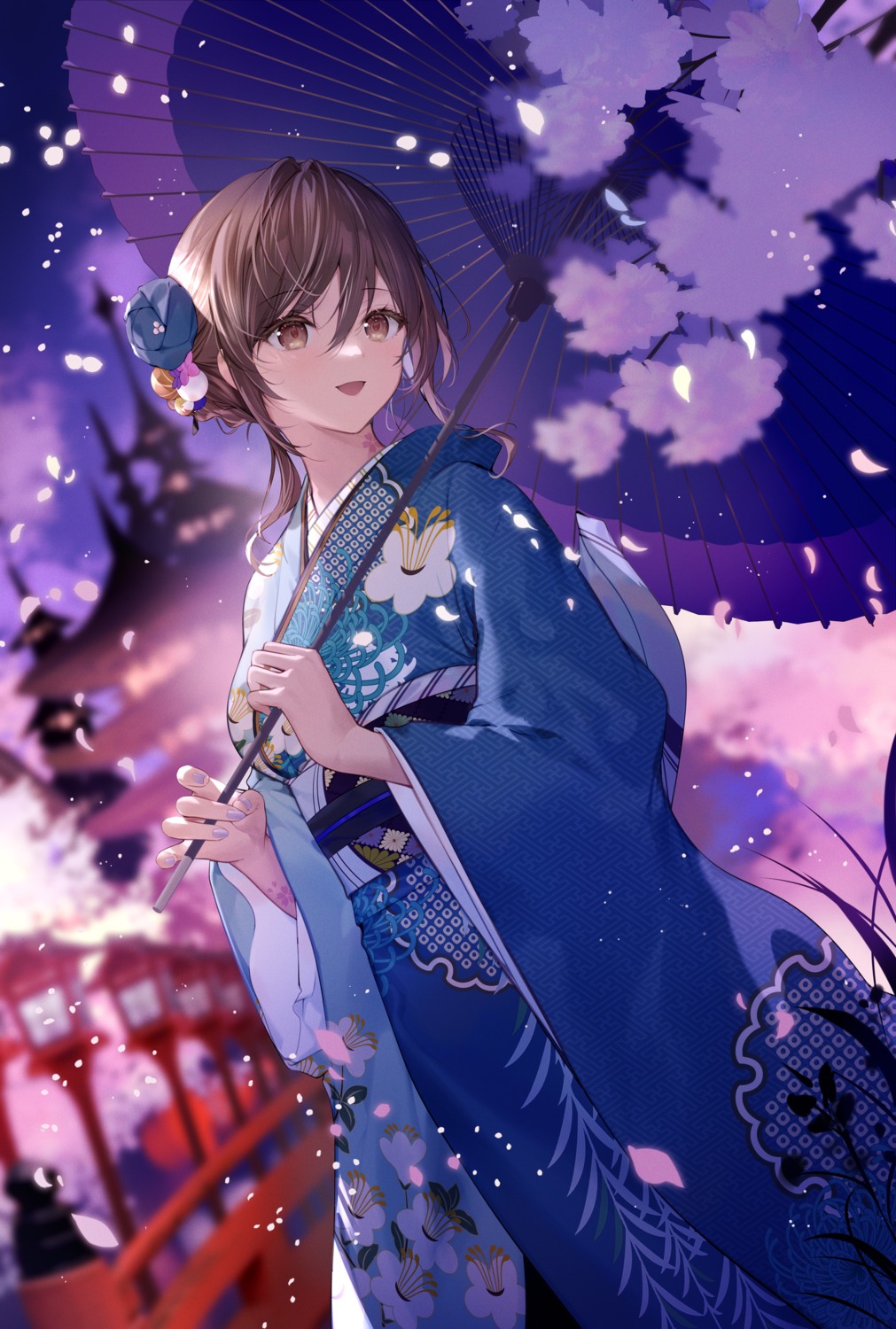 kimono, necomi, umbrella