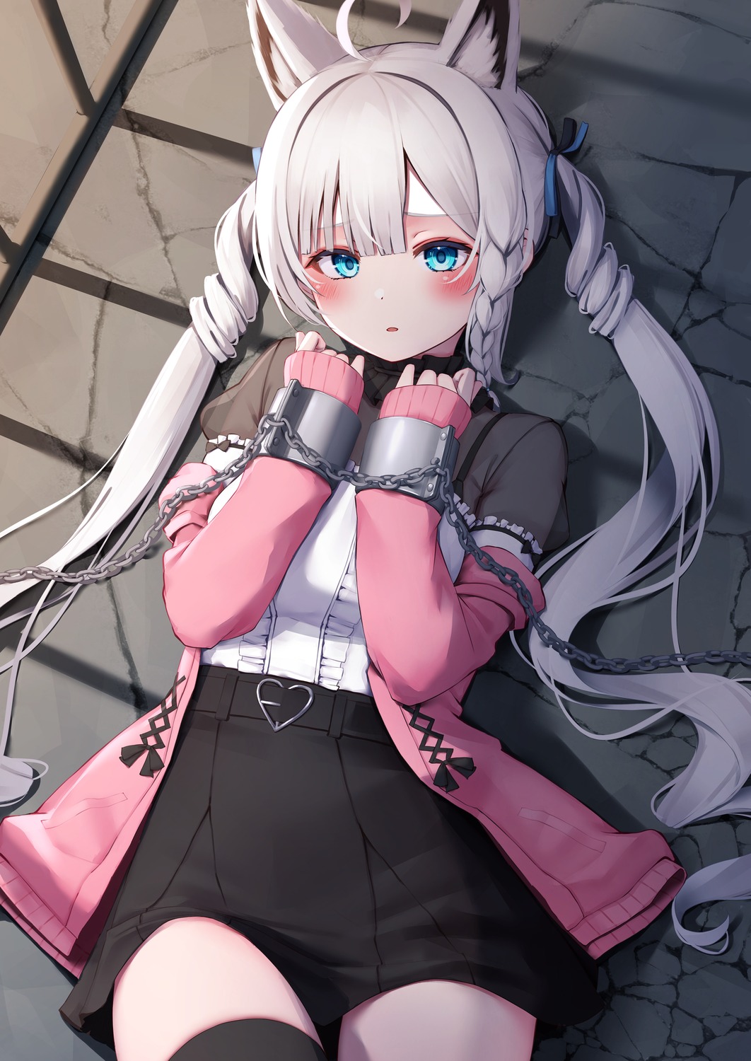 animal_ears, bondage, hololive, hololive_gamers, kitsune, nyan_(reinyan_007), shirakami_fubuki, sweater, thighhighs